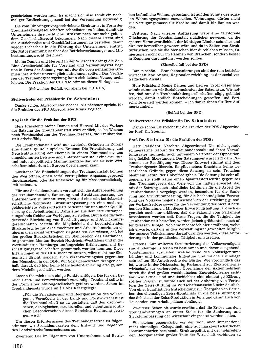 Tagungen der Volkskammer (VK) der Deutschen Demokratischen Republik (DDR), 10. Wahlperiode 1990, Seite 1126 (VK. DDR 10. WP. 1990, Prot. Tg. 1-38, 5.4.-2.10.1990, S. 1126)