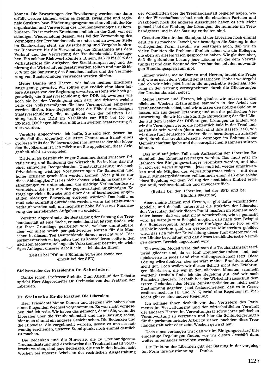 Tagungen der Volkskammer (VK) der Deutschen Demokratischen Republik (DDR), 10. Wahlperiode 1990, Seite 1127 (VK. DDR 10. WP. 1990, Prot. Tg. 1-38, 5.4.-2.10.1990, S. 1127)