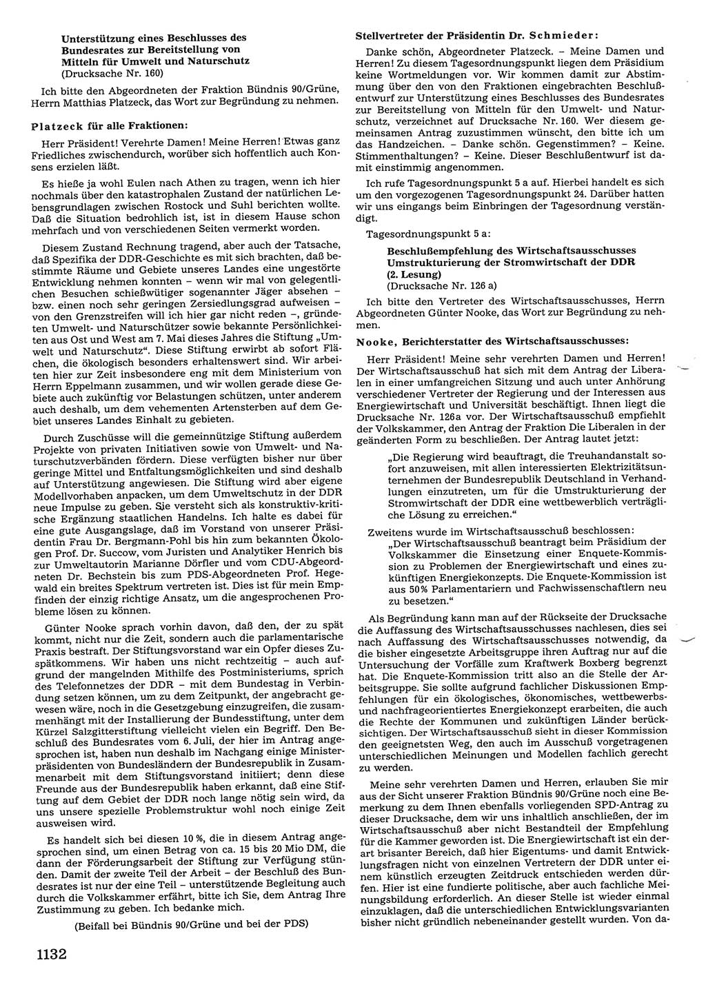 Tagungen der Volkskammer (VK) der Deutschen Demokratischen Republik (DDR), 10. Wahlperiode 1990, Seite 1132 (VK. DDR 10. WP. 1990, Prot. Tg. 1-38, 5.4.-2.10.1990, S. 1132)