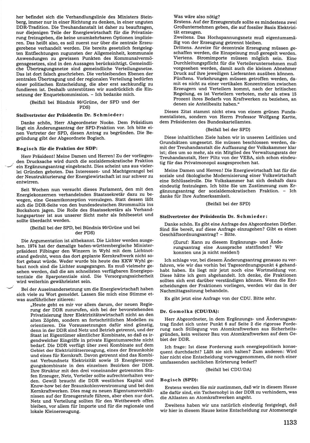 Tagungen der Volkskammer (VK) der Deutschen Demokratischen Republik (DDR), 10. Wahlperiode 1990, Seite 1133 (VK. DDR 10. WP. 1990, Prot. Tg. 1-38, 5.4.-2.10.1990, S. 1133)
