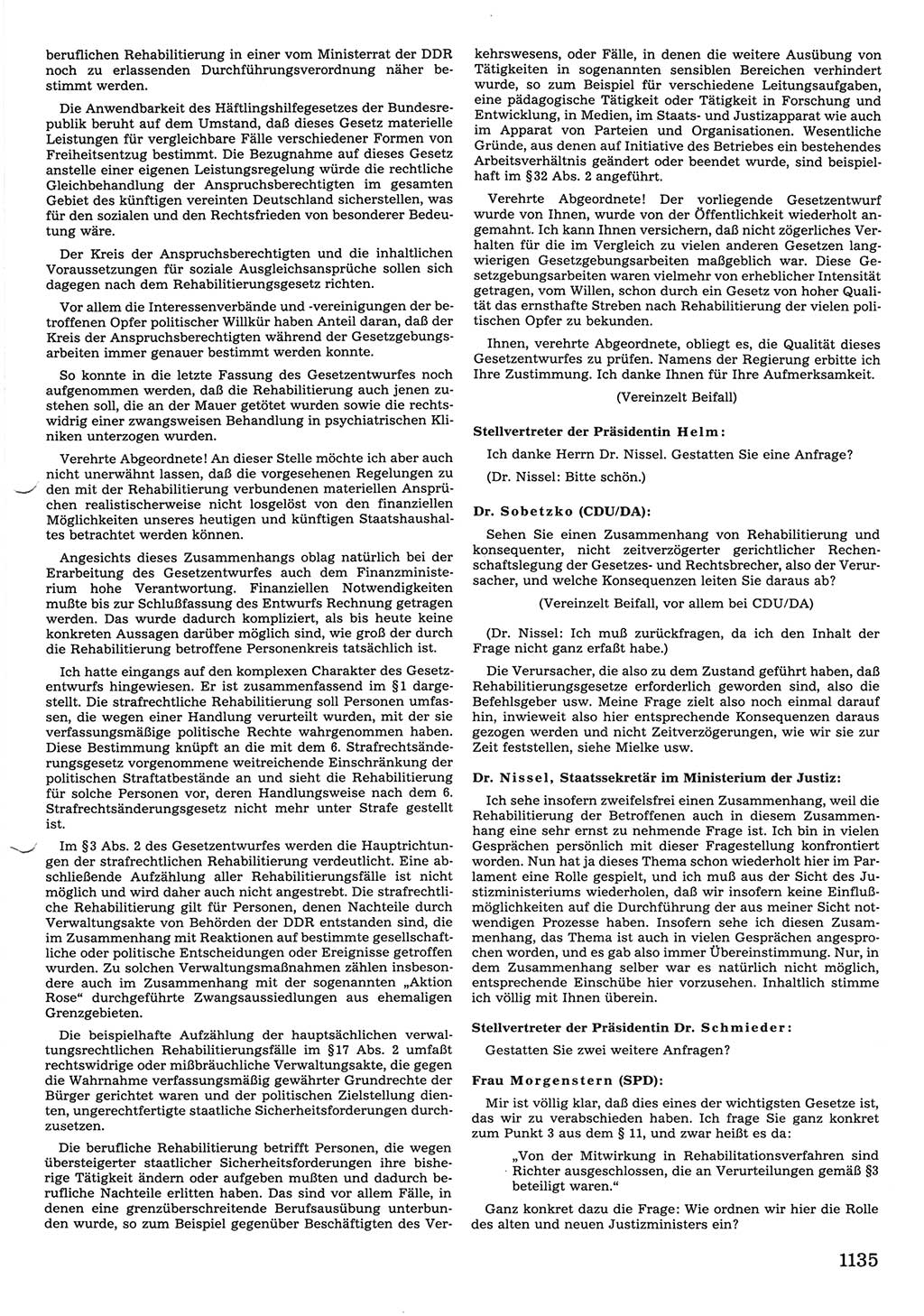 Tagungen der Volkskammer (VK) der Deutschen Demokratischen Republik (DDR), 10. Wahlperiode 1990, Seite 1135 (VK. DDR 10. WP. 1990, Prot. Tg. 1-38, 5.4.-2.10.1990, S. 1135)