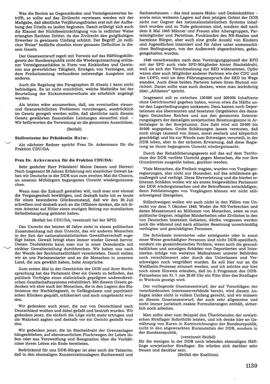 Tagungen der Volkskammer (VK) der Deutschen Demokratischen Republik (DDR), 10. Wahlperiode 1990, Seite 1139 (VK. DDR 10. WP. 1990, Prot. Tg. 1-38, 5.4.-2.10.1990, S. 1139)