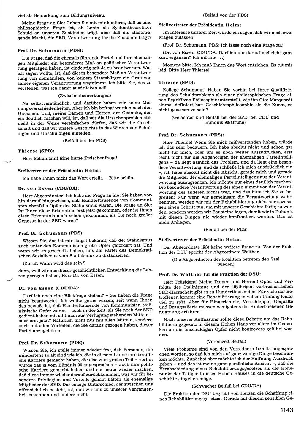 Tagungen der Volkskammer (VK) der Deutschen Demokratischen Republik (DDR), 10. Wahlperiode 1990, Seite 1143 (VK. DDR 10. WP. 1990, Prot. Tg. 1-38, 5.4.-2.10.1990, S. 1143)