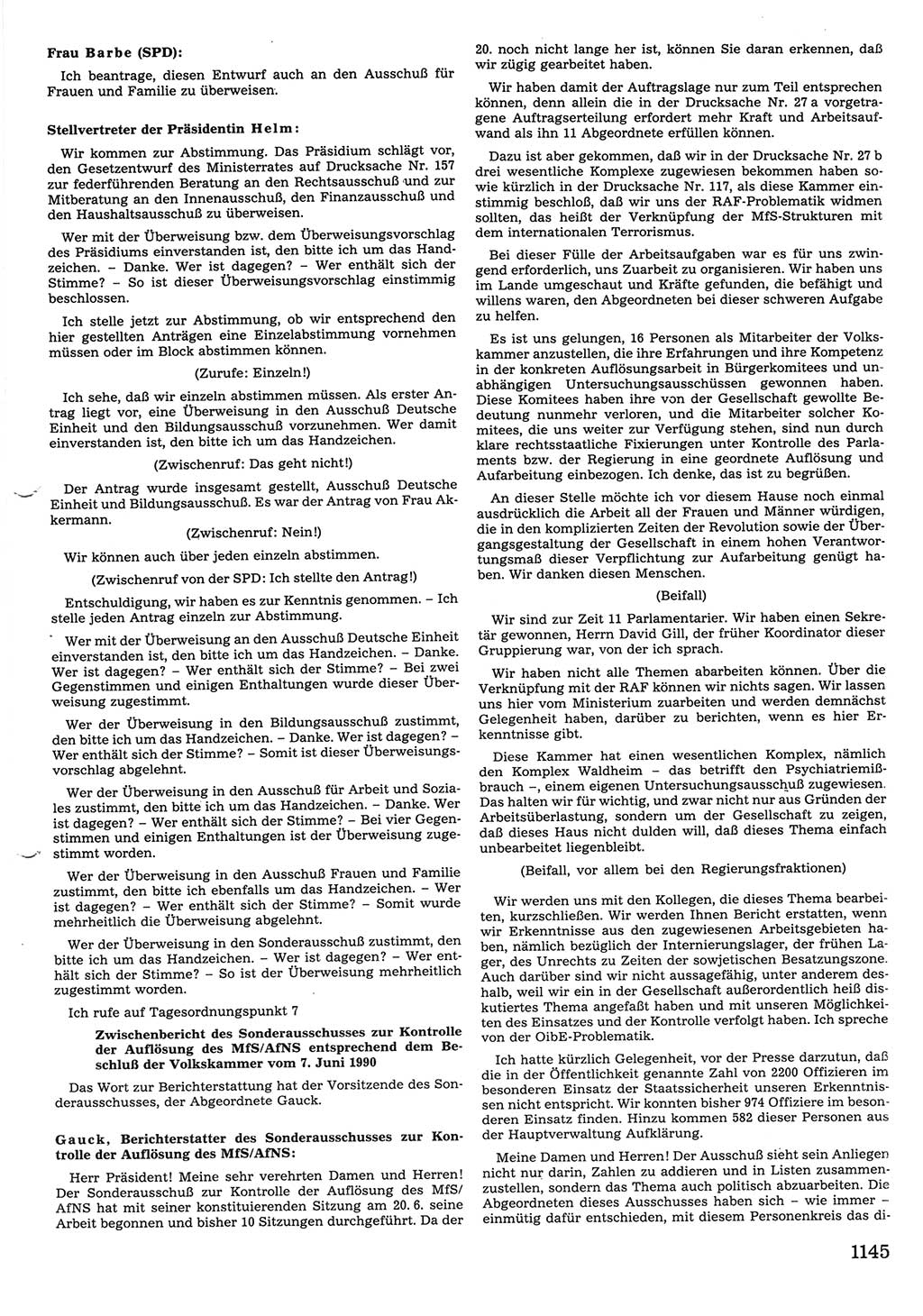 Tagungen der Volkskammer (VK) der Deutschen Demokratischen Republik (DDR), 10. Wahlperiode 1990, Seite 1145 (VK. DDR 10. WP. 1990, Prot. Tg. 1-38, 5.4.-2.10.1990, S. 1145)