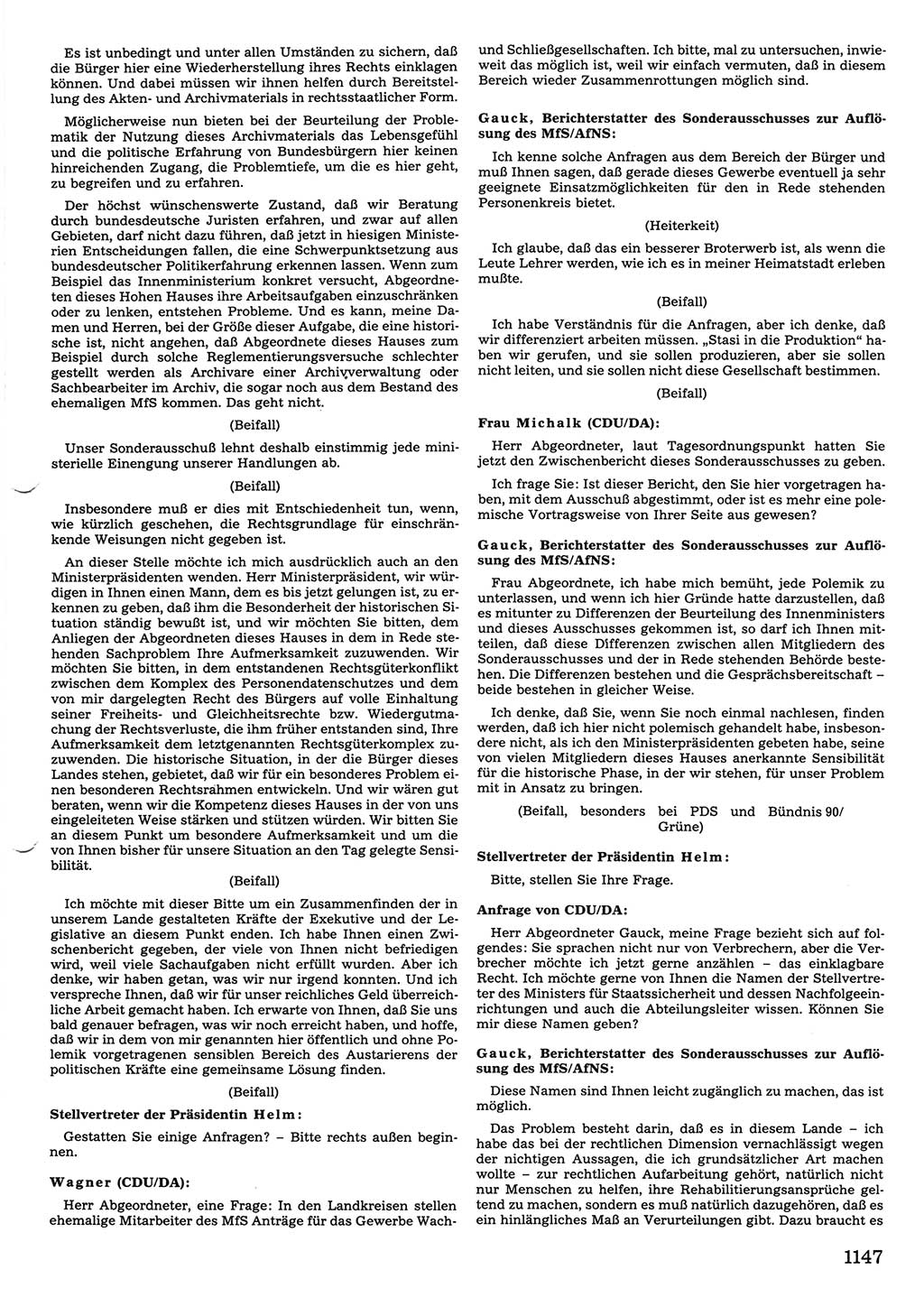 Tagungen der Volkskammer (VK) der Deutschen Demokratischen Republik (DDR), 10. Wahlperiode 1990, Seite 1147 (VK. DDR 10. WP. 1990, Prot. Tg. 1-38, 5.4.-2.10.1990, S. 1147)