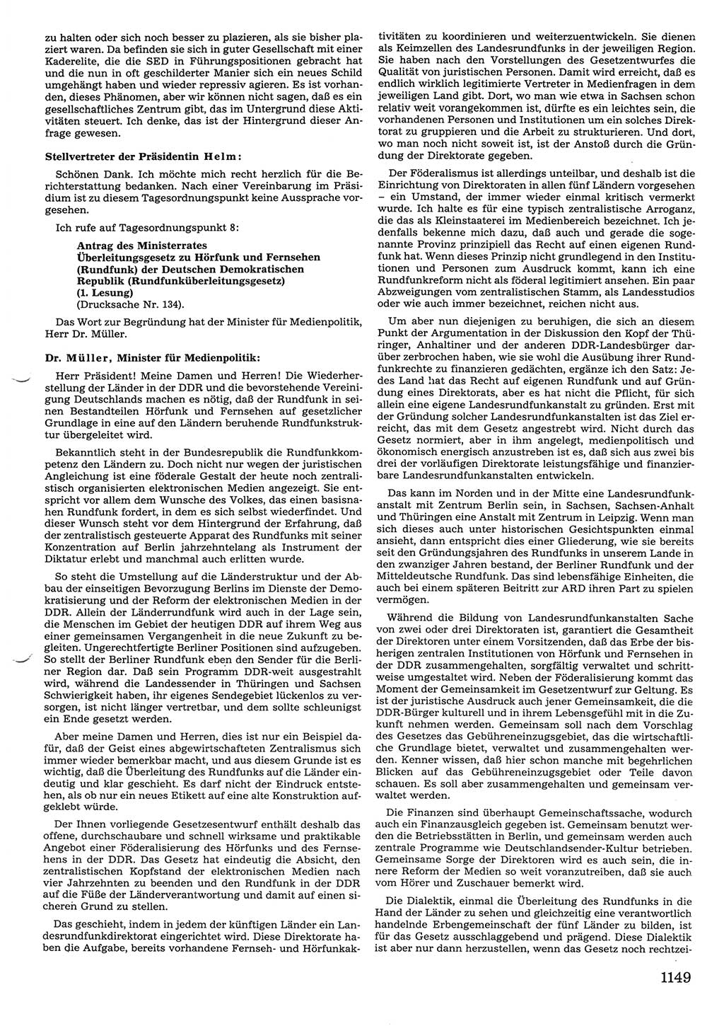 Tagungen der Volkskammer (VK) der Deutschen Demokratischen Republik (DDR), 10. Wahlperiode 1990, Seite 1149 (VK. DDR 10. WP. 1990, Prot. Tg. 1-38, 5.4.-2.10.1990, S. 1149)