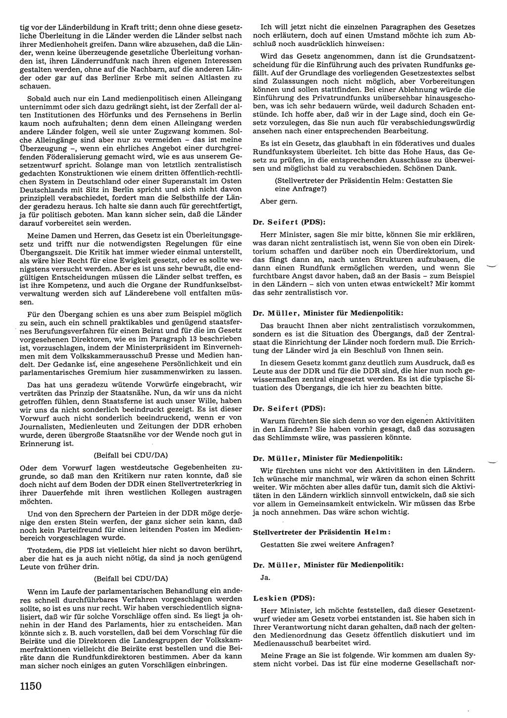 Tagungen der Volkskammer (VK) der Deutschen Demokratischen Republik (DDR), 10. Wahlperiode 1990, Seite 1150 (VK. DDR 10. WP. 1990, Prot. Tg. 1-38, 5.4.-2.10.1990, S. 1150)