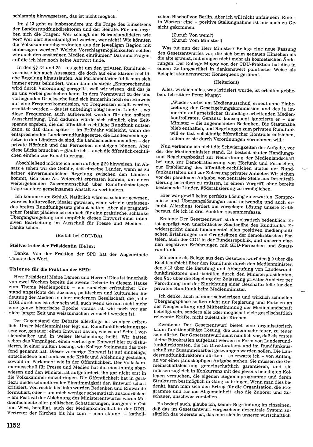 Tagungen der Volkskammer (VK) der Deutschen Demokratischen Republik (DDR), 10. Wahlperiode 1990, Seite 1152 (VK. DDR 10. WP. 1990, Prot. Tg. 1-38, 5.4.-2.10.1990, S. 1152)