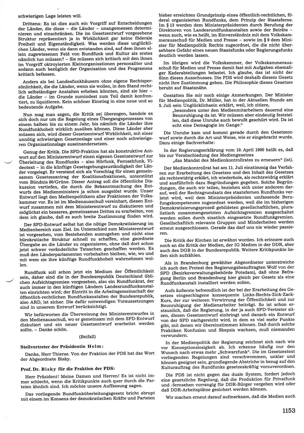 Tagungen der Volkskammer (VK) der Deutschen Demokratischen Republik (DDR), 10. Wahlperiode 1990, Seite 1153 (VK. DDR 10. WP. 1990, Prot. Tg. 1-38, 5.4.-2.10.1990, S. 1153)