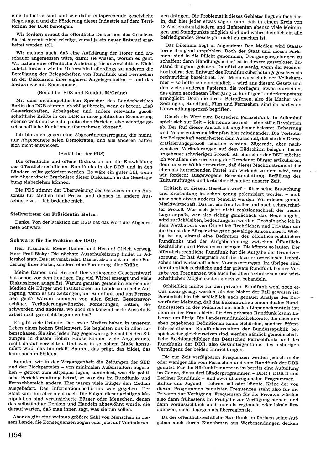 Tagungen der Volkskammer (VK) der Deutschen Demokratischen Republik (DDR), 10. Wahlperiode 1990, Seite 1154 (VK. DDR 10. WP. 1990, Prot. Tg. 1-38, 5.4.-2.10.1990, S. 1154)