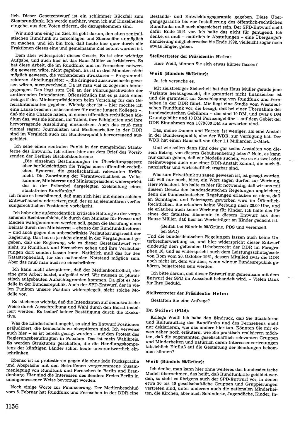 Tagungen der Volkskammer (VK) der Deutschen Demokratischen Republik (DDR), 10. Wahlperiode 1990, Seite 1156 (VK. DDR 10. WP. 1990, Prot. Tg. 1-38, 5.4.-2.10.1990, S. 1156)
