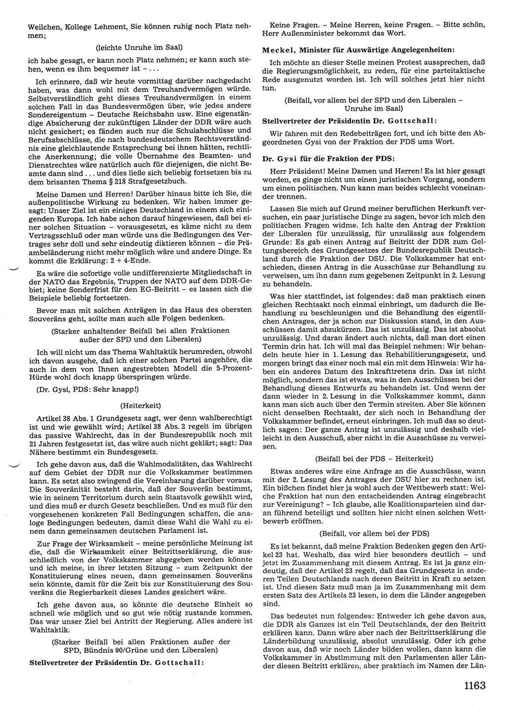 Tagungen der Volkskammer (VK) der Deutschen Demokratischen Republik (DDR), 10. Wahlperiode 1990, Seite 1163 (VK. DDR 10. WP. 1990, Prot. Tg. 1-38, 5.4.-2.10.1990, S. 1163)
