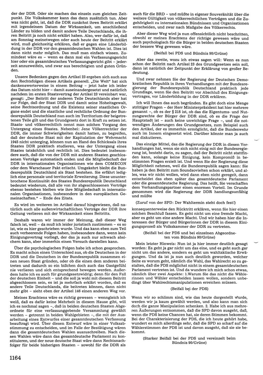 Tagungen der Volkskammer (VK) der Deutschen Demokratischen Republik (DDR), 10. Wahlperiode 1990, Seite 1164 (VK. DDR 10. WP. 1990, Prot. Tg. 1-38, 5.4.-2.10.1990, S. 1164)