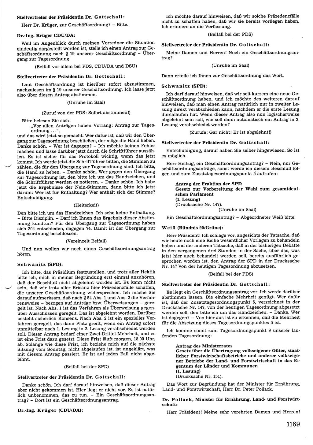 Tagungen der Volkskammer (VK) der Deutschen Demokratischen Republik (DDR), 10. Wahlperiode 1990, Seite 1169 (VK. DDR 10. WP. 1990, Prot. Tg. 1-38, 5.4.-2.10.1990, S. 1169)