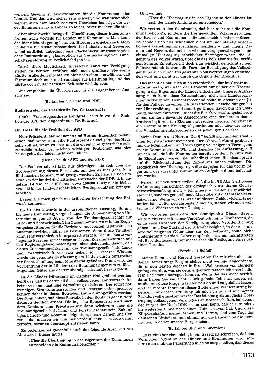 Tagungen der Volkskammer (VK) der Deutschen Demokratischen Republik (DDR), 10. Wahlperiode 1990, Seite 1173 (VK. DDR 10. WP. 1990, Prot. Tg. 1-38, 5.4.-2.10.1990, S. 1173)