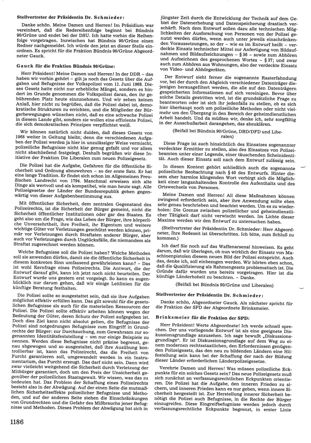 Tagungen der Volkskammer (VK) der Deutschen Demokratischen Republik (DDR), 10. Wahlperiode 1990, Seite 1186 (VK. DDR 10. WP. 1990, Prot. Tg. 1-38, 5.4.-2.10.1990, S. 1186)