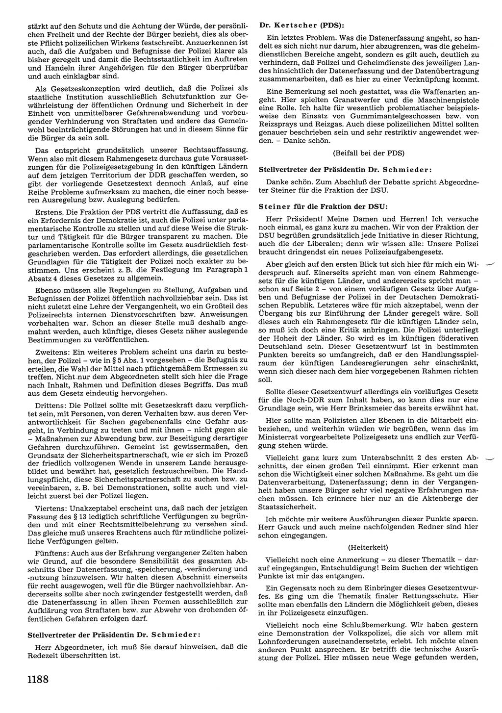 Tagungen der Volkskammer (VK) der Deutschen Demokratischen Republik (DDR), 10. Wahlperiode 1990, Seite 1188 (VK. DDR 10. WP. 1990, Prot. Tg. 1-38, 5.4.-2.10.1990, S. 1188)