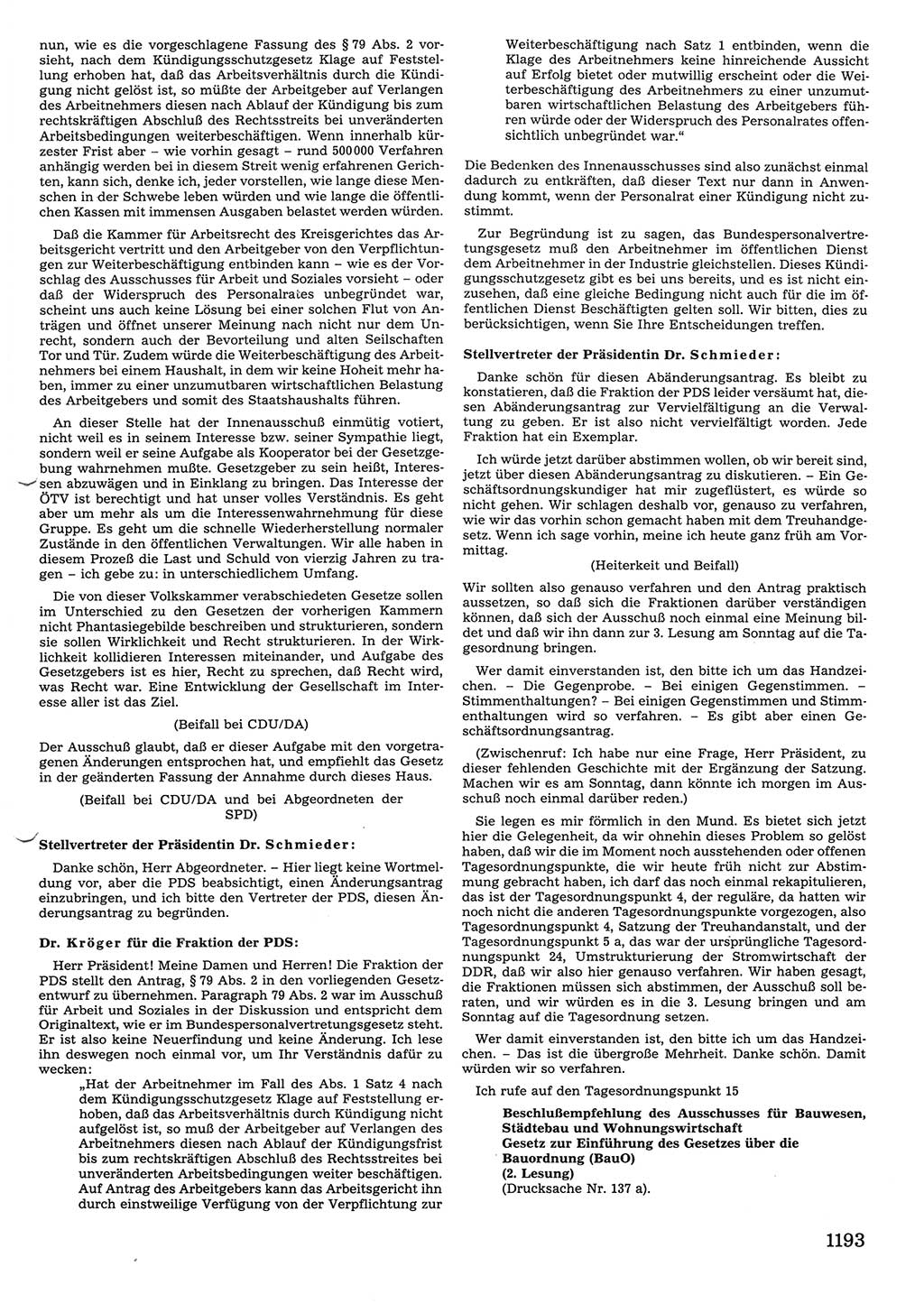 Tagungen der Volkskammer (VK) der Deutschen Demokratischen Republik (DDR), 10. Wahlperiode 1990, Seite 1193 (VK. DDR 10. WP. 1990, Prot. Tg. 1-38, 5.4.-2.10.1990, S. 1193)