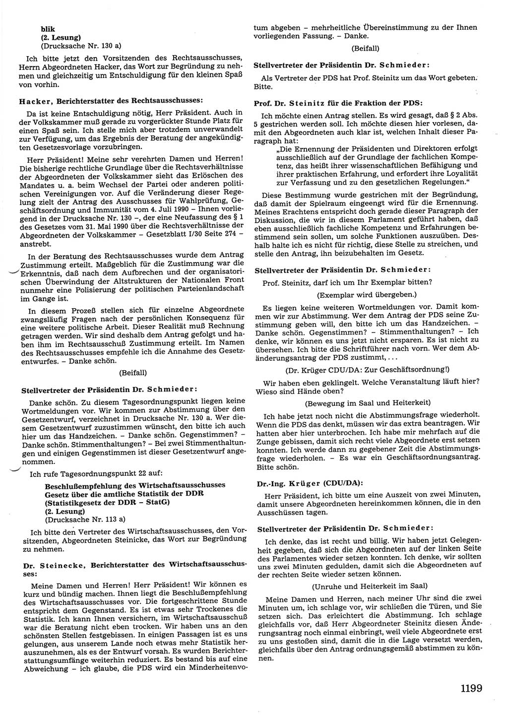 Tagungen der Volkskammer (VK) der Deutschen Demokratischen Republik (DDR), 10. Wahlperiode 1990, Seite 1199 (VK. DDR 10. WP. 1990, Prot. Tg. 1-38, 5.4.-2.10.1990, S. 1199)