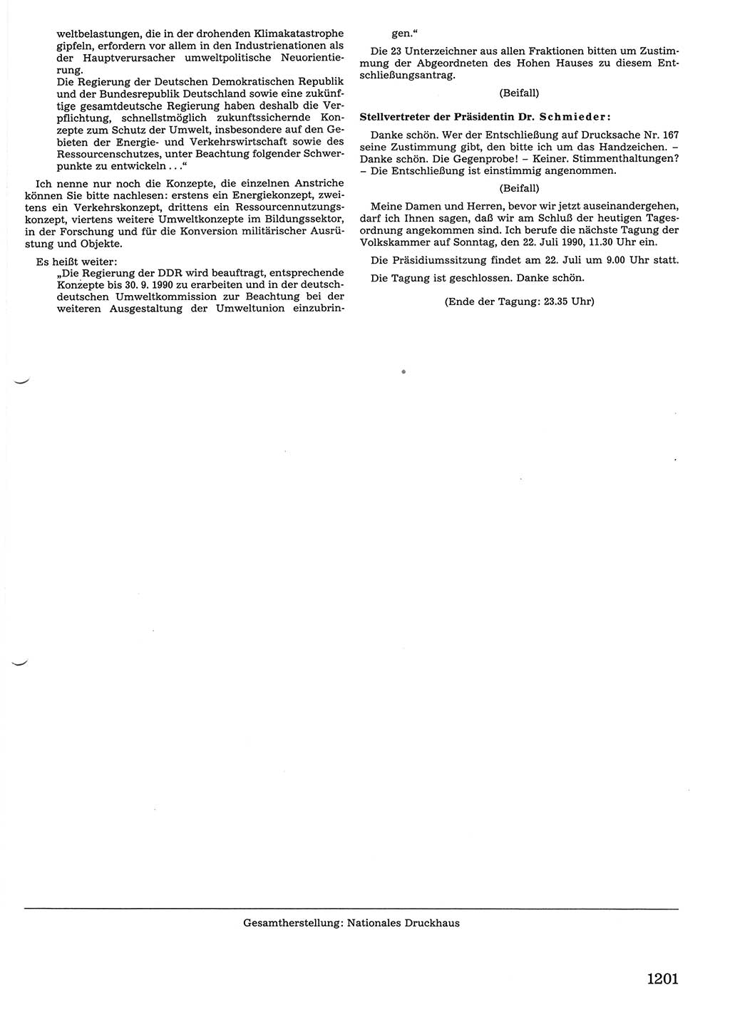 Tagungen der Volkskammer (VK) der Deutschen Demokratischen Republik (DDR), 10. Wahlperiode 1990, Seite 1201 (VK. DDR 10. WP. 1990, Prot. Tg. 1-38, 5.4.-2.10.1990, S. 1201)