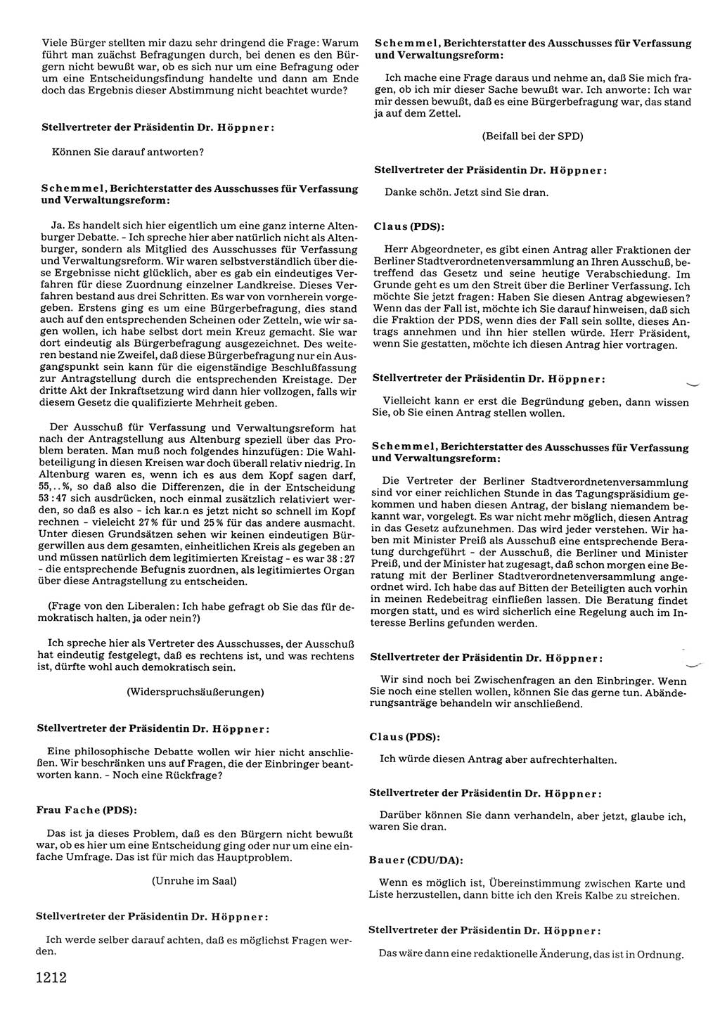 Tagungen der Volkskammer (VK) der Deutschen Demokratischen Republik (DDR), 10. Wahlperiode 1990, Seite 1212 (VK. DDR 10. WP. 1990, Prot. Tg. 1-38, 5.4.-2.10.1990, S. 1212)