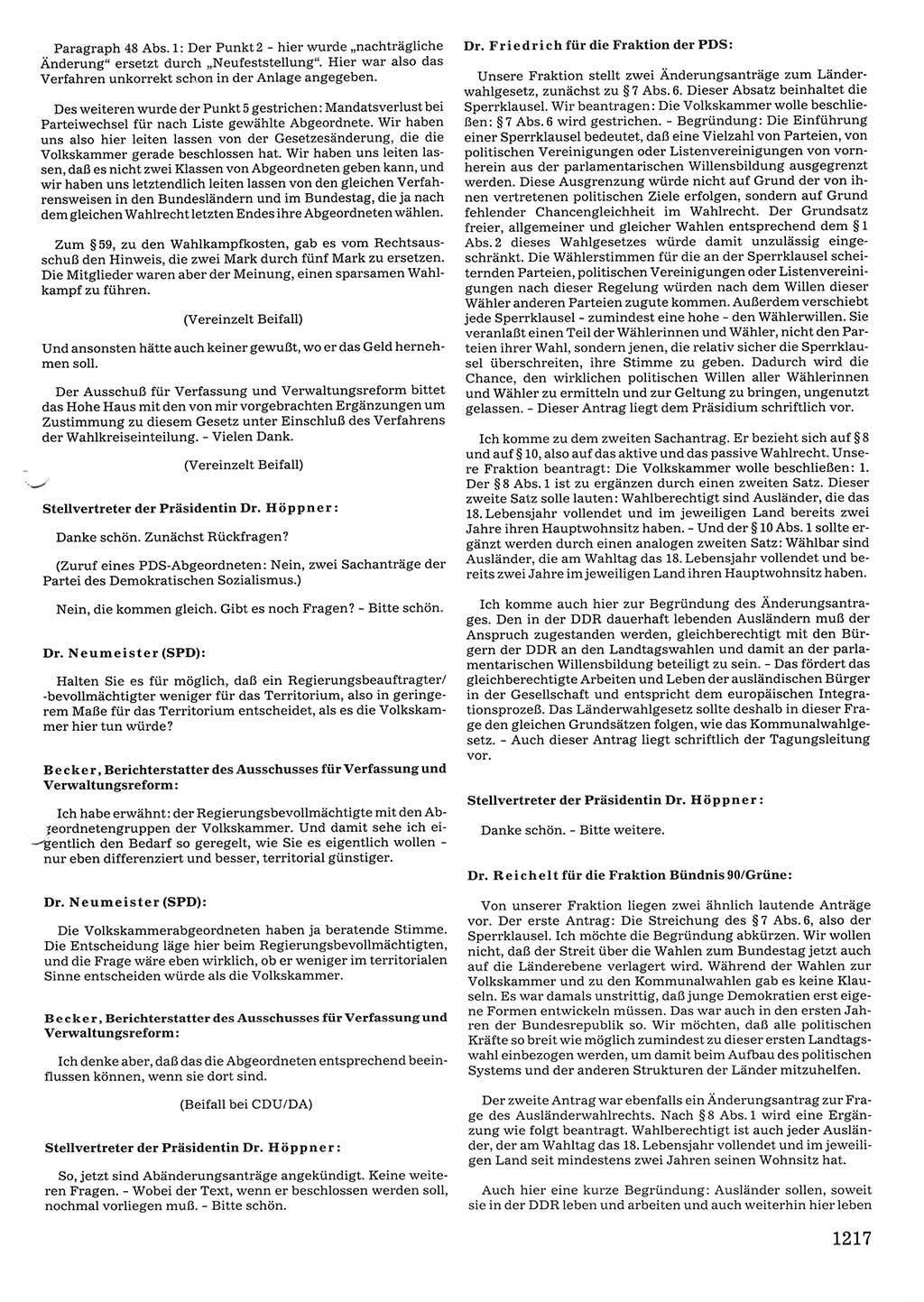 Tagungen der Volkskammer (VK) der Deutschen Demokratischen Republik (DDR), 10. Wahlperiode 1990, Seite 1217 (VK. DDR 10. WP. 1990, Prot. Tg. 1-38, 5.4.-2.10.1990, S. 1217)