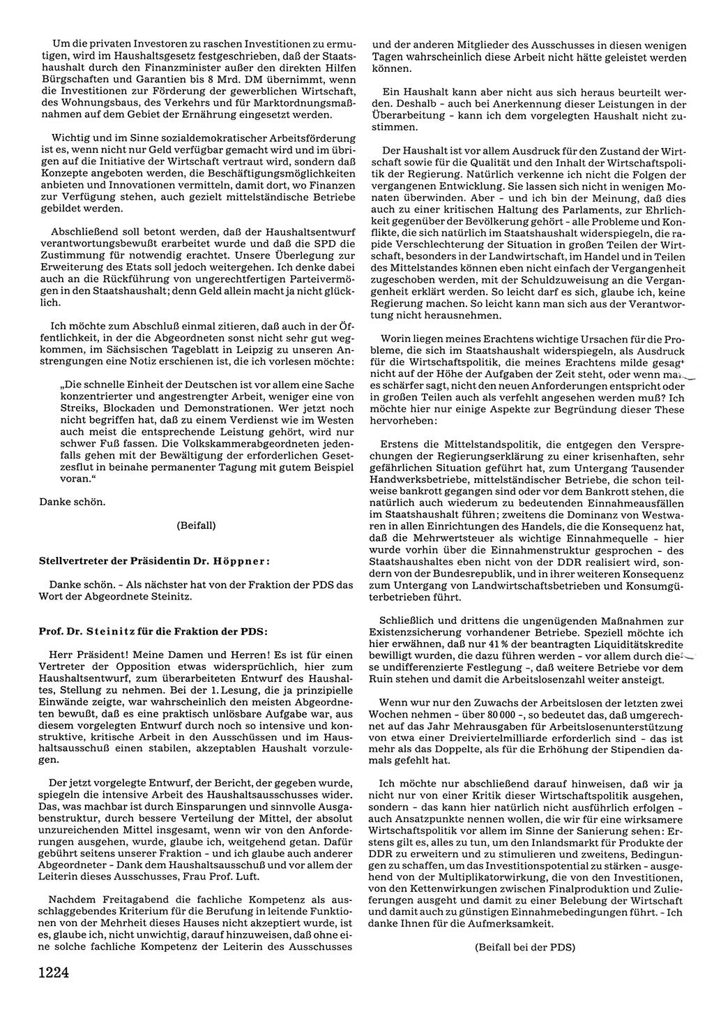 Tagungen der Volkskammer (VK) der Deutschen Demokratischen Republik (DDR), 10. Wahlperiode 1990, Seite 1224 (VK. DDR 10. WP. 1990, Prot. Tg. 1-38, 5.4.-2.10.1990, S. 1224)