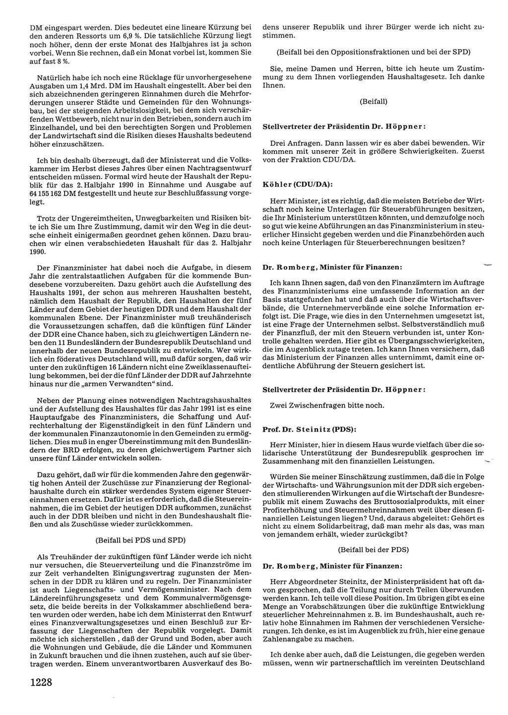 Tagungen der Volkskammer (VK) der Deutschen Demokratischen Republik (DDR), 10. Wahlperiode 1990, Seite 1228 (VK. DDR 10. WP. 1990, Prot. Tg. 1-38, 5.4.-2.10.1990, S. 1228)