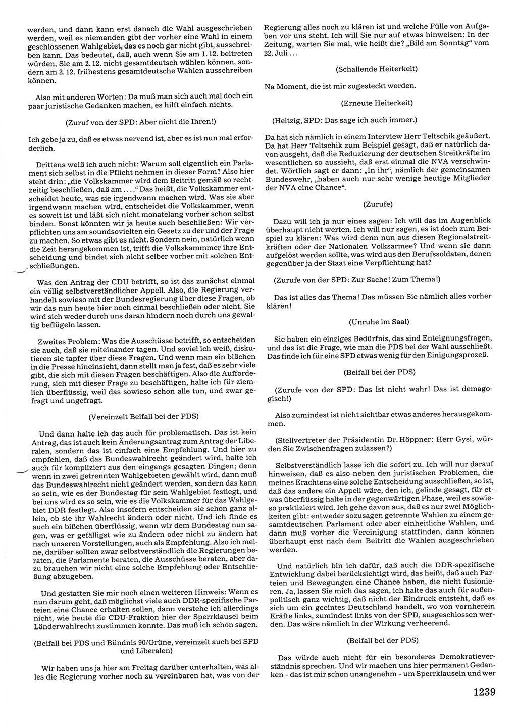 Tagungen der Volkskammer (VK) der Deutschen Demokratischen Republik (DDR), 10. Wahlperiode 1990, Seite 1239 (VK. DDR 10. WP. 1990, Prot. Tg. 1-38, 5.4.-2.10.1990, S. 1239)