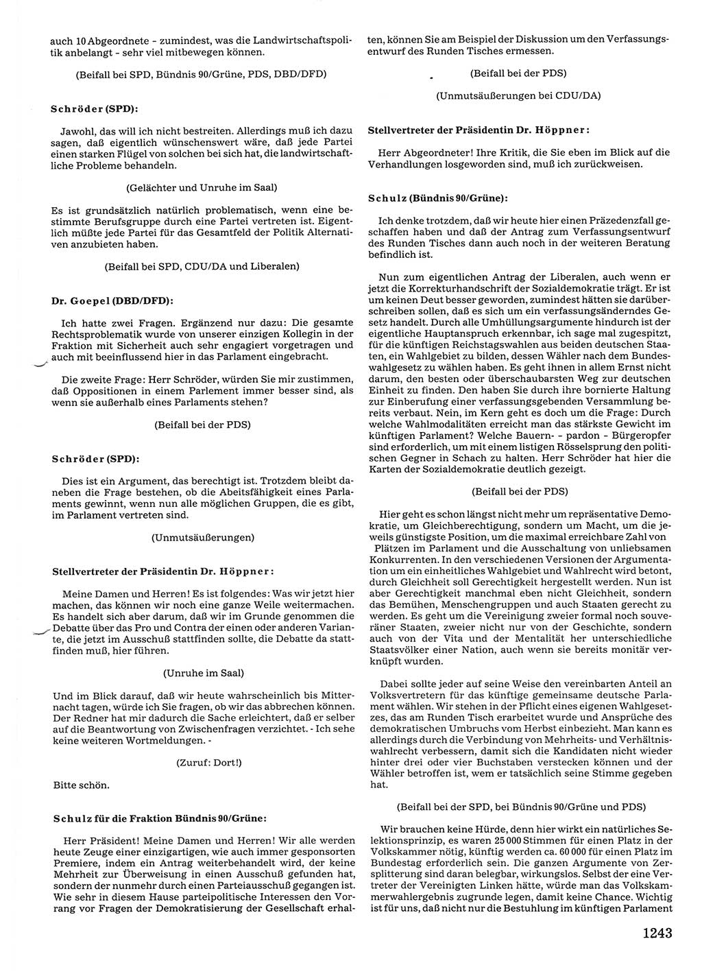 Tagungen der Volkskammer (VK) der Deutschen Demokratischen Republik (DDR), 10. Wahlperiode 1990, Seite 1243 (VK. DDR 10. WP. 1990, Prot. Tg. 1-38, 5.4.-2.10.1990, S. 1243)