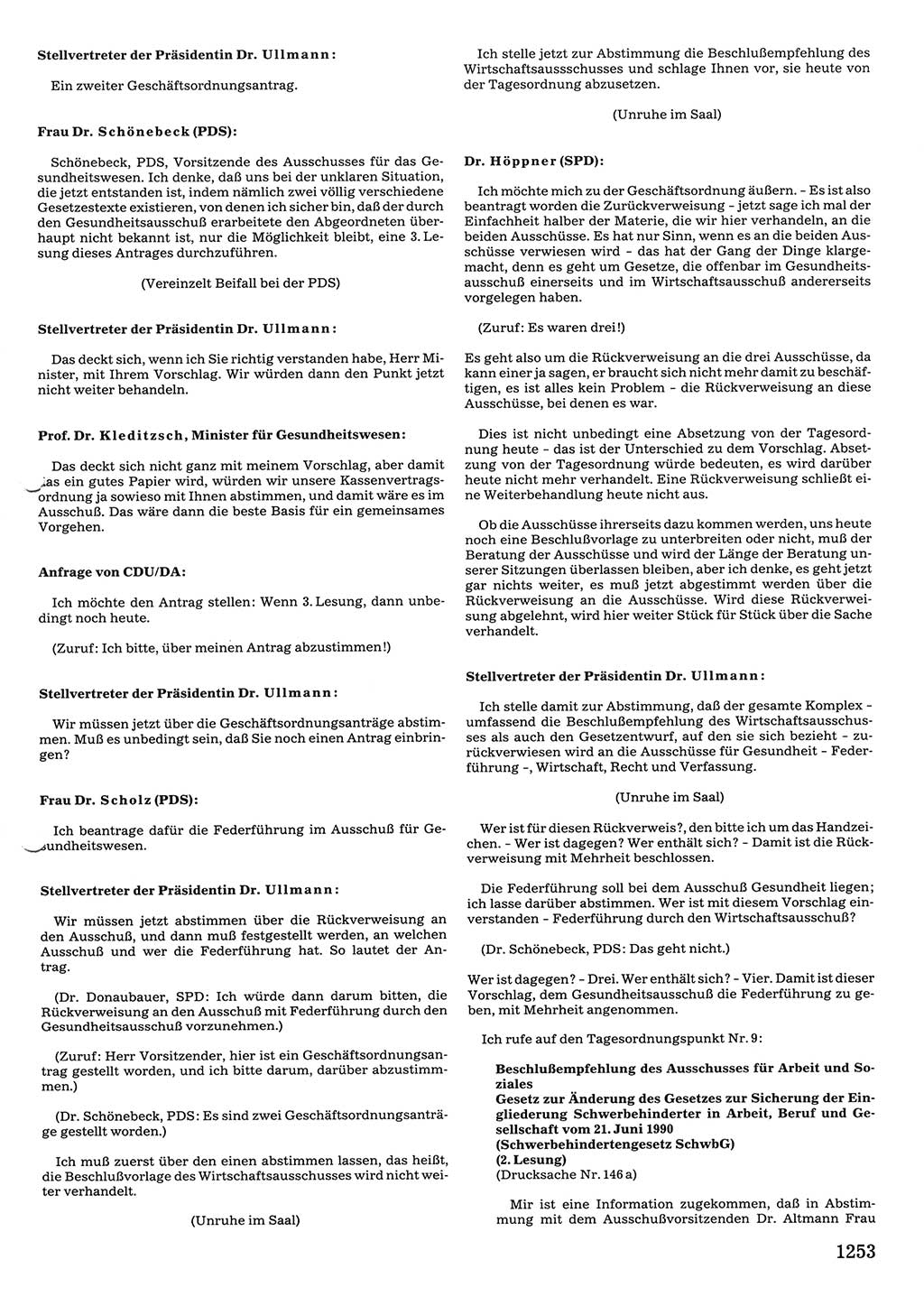 Tagungen der Volkskammer (VK) der Deutschen Demokratischen Republik (DDR), 10. Wahlperiode 1990, Seite 1253 (VK. DDR 10. WP. 1990, Prot. Tg. 1-38, 5.4.-2.10.1990, S. 1253)