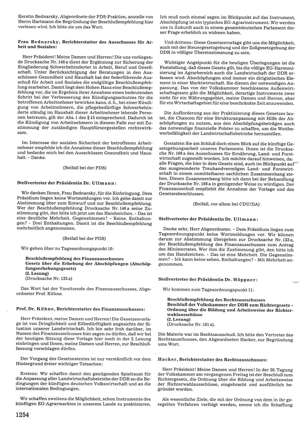 Tagungen der Volkskammer (VK) der Deutschen Demokratischen Republik (DDR), 10. Wahlperiode 1990, Seite 1254 (VK. DDR 10. WP. 1990, Prot. Tg. 1-38, 5.4.-2.10.1990, S. 1254)