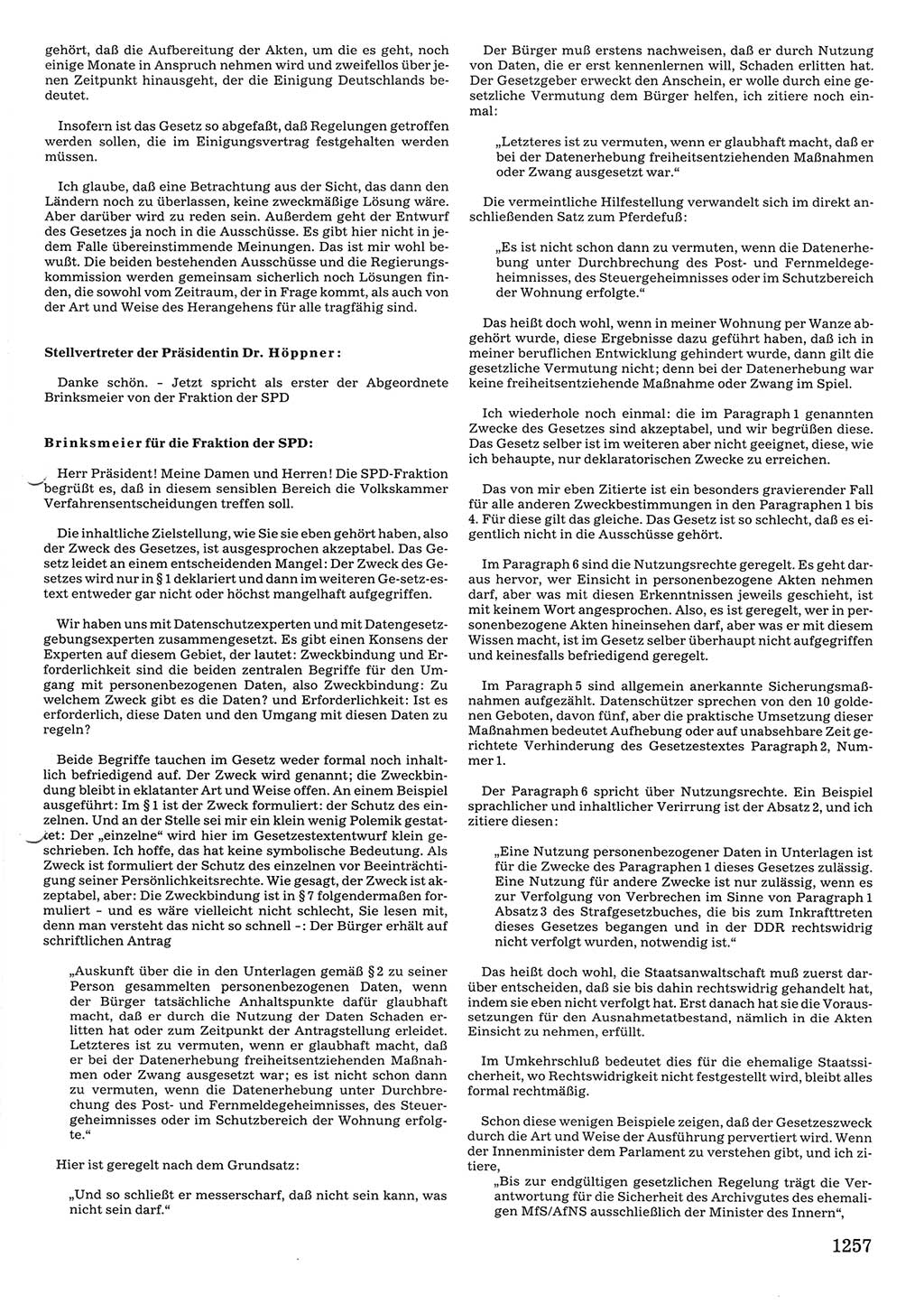 Tagungen der Volkskammer (VK) der Deutschen Demokratischen Republik (DDR), 10. Wahlperiode 1990, Seite 1257 (VK. DDR 10. WP. 1990, Prot. Tg. 1-38, 5.4.-2.10.1990, S. 1257)