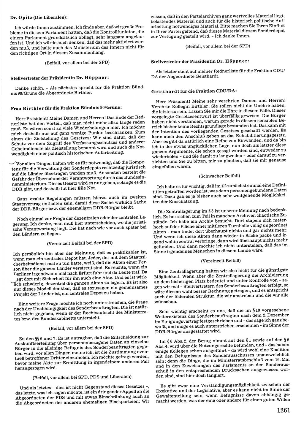 Tagungen der Volkskammer (VK) der Deutschen Demokratischen Republik (DDR), 10. Wahlperiode 1990, Seite 1261 (VK. DDR 10. WP. 1990, Prot. Tg. 1-38, 5.4.-2.10.1990, S. 1261)