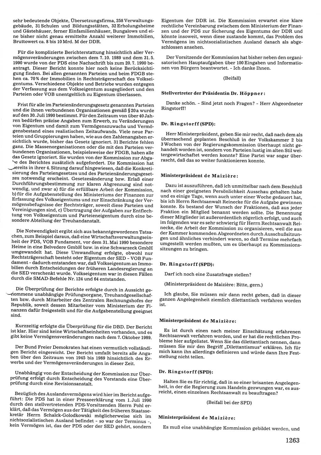 Tagungen der Volkskammer (VK) der Deutschen Demokratischen Republik (DDR), 10. Wahlperiode 1990, Seite 1263 (VK. DDR 10. WP. 1990, Prot. Tg. 1-38, 5.4.-2.10.1990, S. 1263)