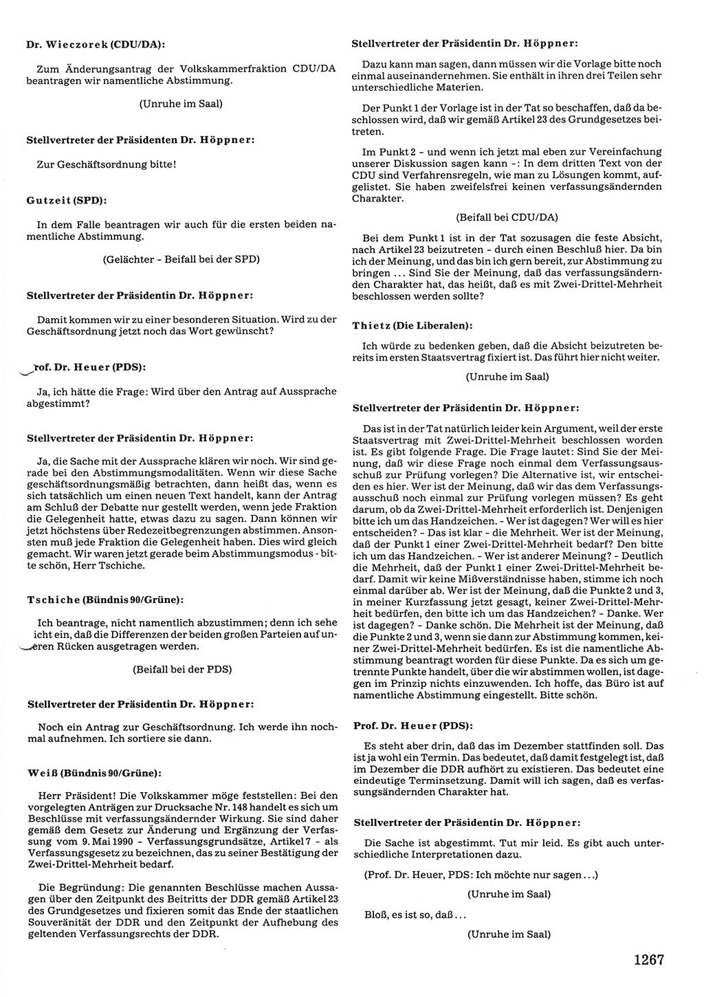 Tagungen der Volkskammer (VK) der Deutschen Demokratischen Republik (DDR), 10. Wahlperiode 1990, Seite 1267 (VK. DDR 10. WP. 1990, Prot. Tg. 1-38, 5.4.-2.10.1990, S. 1267)