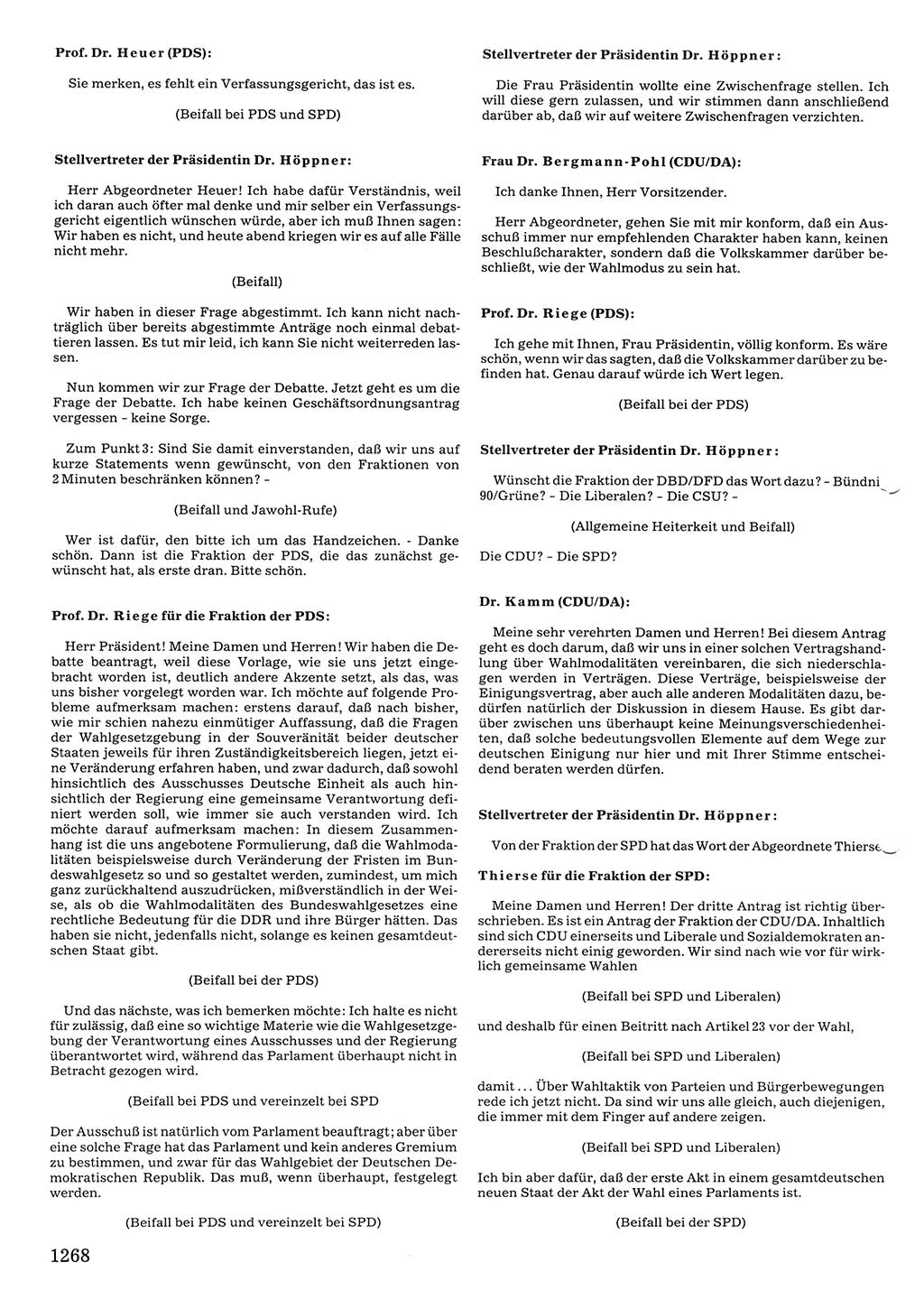 Tagungen der Volkskammer (VK) der Deutschen Demokratischen Republik (DDR), 10. Wahlperiode 1990, Seite 1268 (VK. DDR 10. WP. 1990, Prot. Tg. 1-38, 5.4.-2.10.1990, S. 1268)