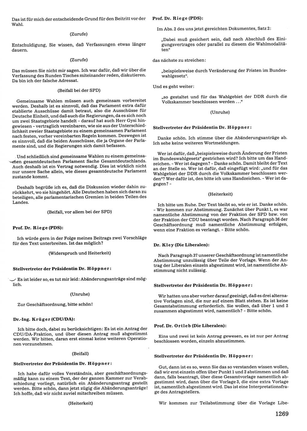 Tagungen der Volkskammer (VK) der Deutschen Demokratischen Republik (DDR), 10. Wahlperiode 1990, Seite 1269 (VK. DDR 10. WP. 1990, Prot. Tg. 1-38, 5.4.-2.10.1990, S. 1269)
