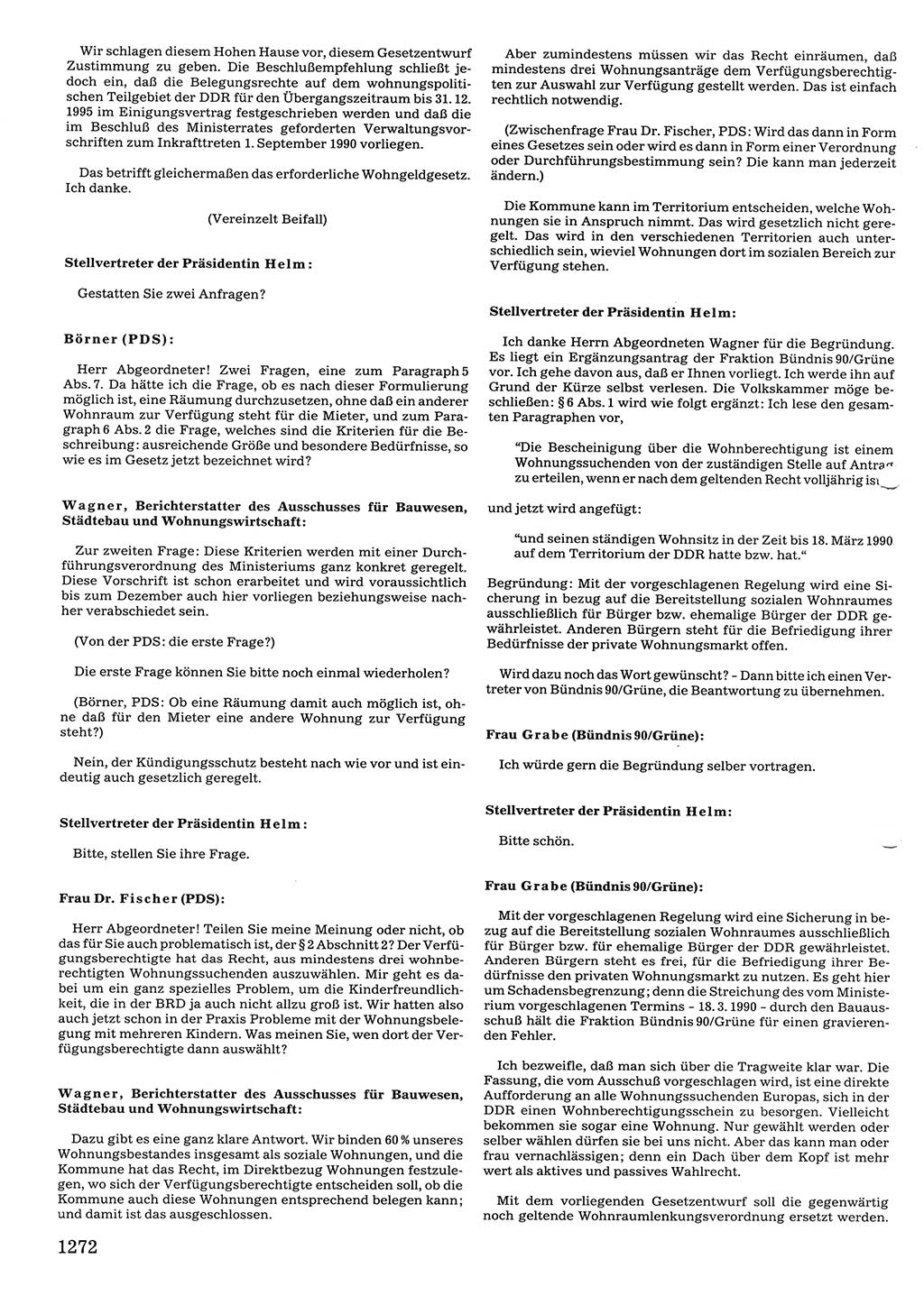 Tagungen der Volkskammer (VK) der Deutschen Demokratischen Republik (DDR), 10. Wahlperiode 1990, Seite 1272 (VK. DDR 10. WP. 1990, Prot. Tg. 1-38, 5.4.-2.10.1990, S. 1272)