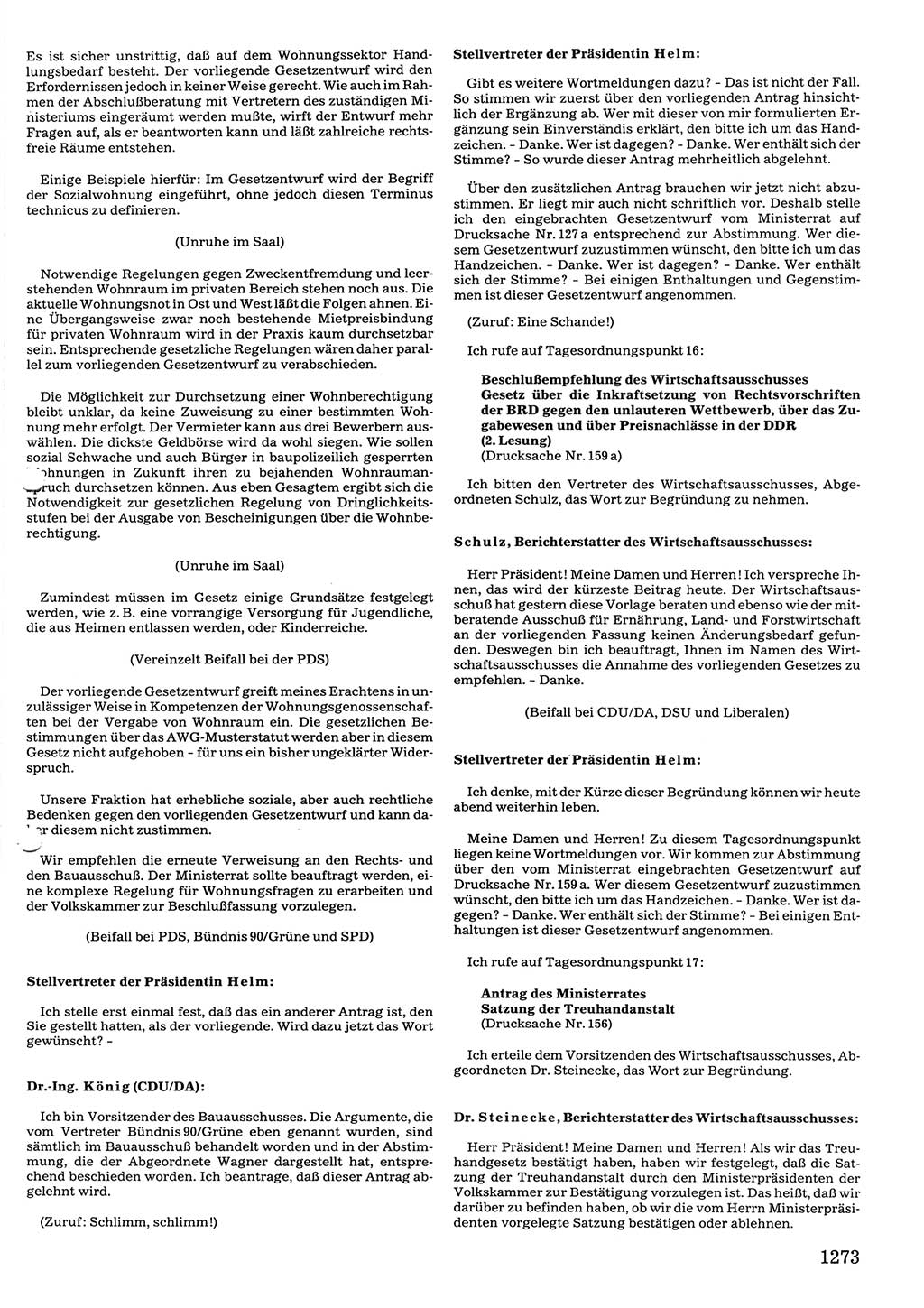 Tagungen der Volkskammer (VK) der Deutschen Demokratischen Republik (DDR), 10. Wahlperiode 1990, Seite 1273 (VK. DDR 10. WP. 1990, Prot. Tg. 1-38, 5.4.-2.10.1990, S. 1273)