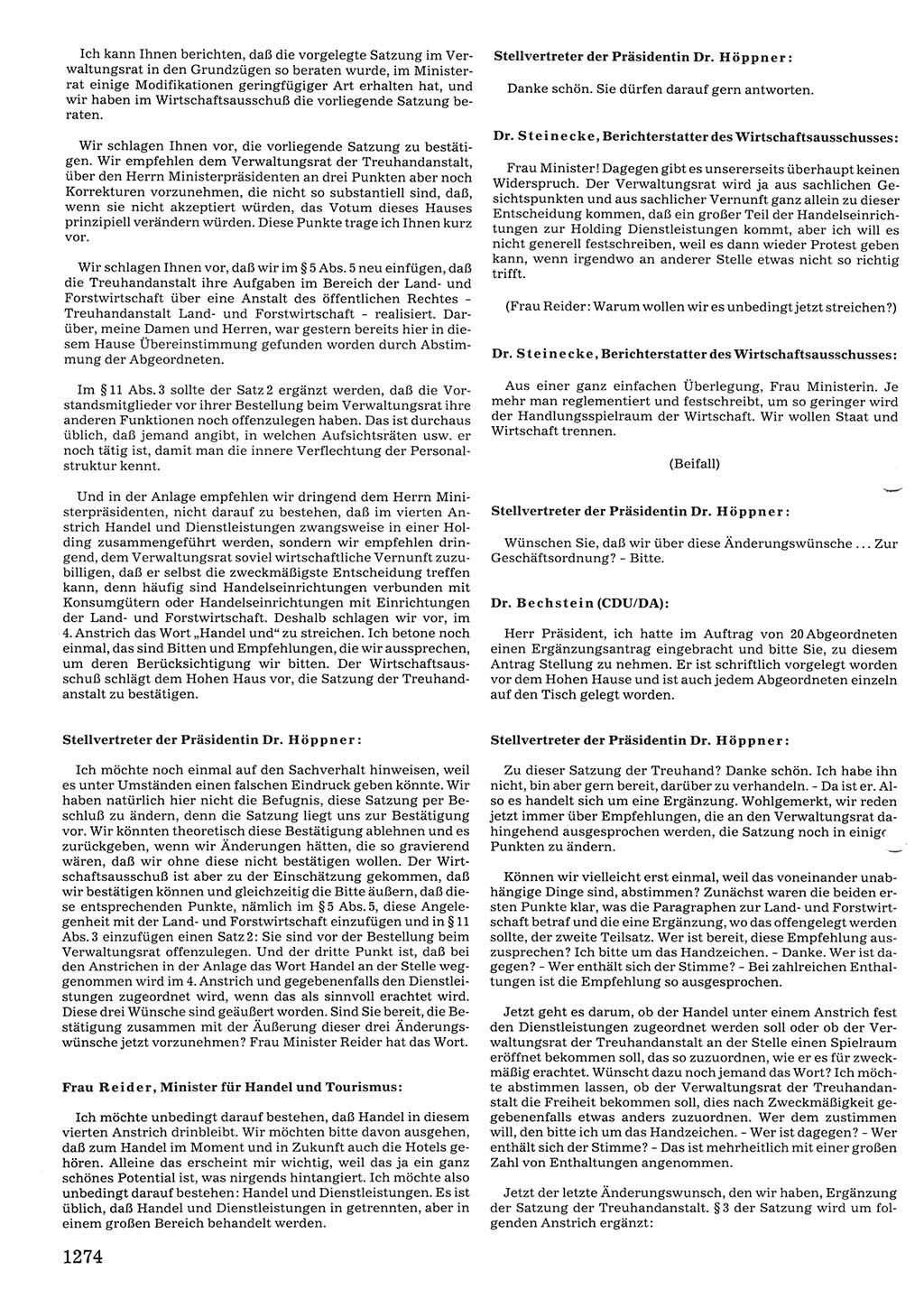 Tagungen der Volkskammer (VK) der Deutschen Demokratischen Republik (DDR), 10. Wahlperiode 1990, Seite 1274 (VK. DDR 10. WP. 1990, Prot. Tg. 1-38, 5.4.-2.10.1990, S. 1274)