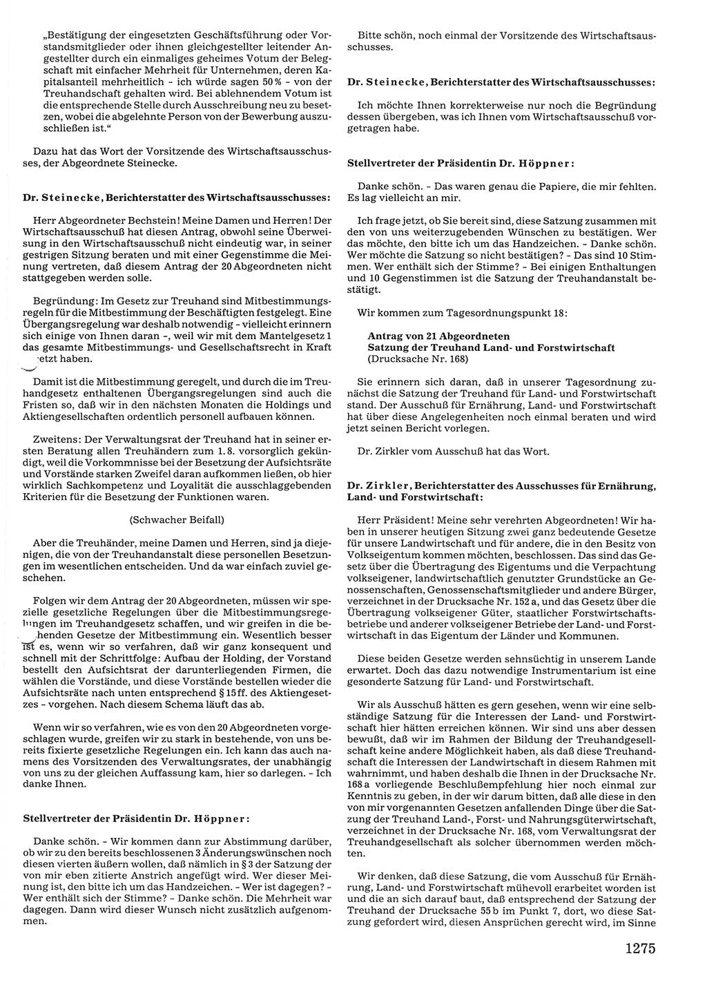 Tagungen der Volkskammer (VK) der Deutschen Demokratischen Republik (DDR), 10. Wahlperiode 1990, Seite 1275 (VK. DDR 10. WP. 1990, Prot. Tg. 1-38, 5.4.-2.10.1990, S. 1275)