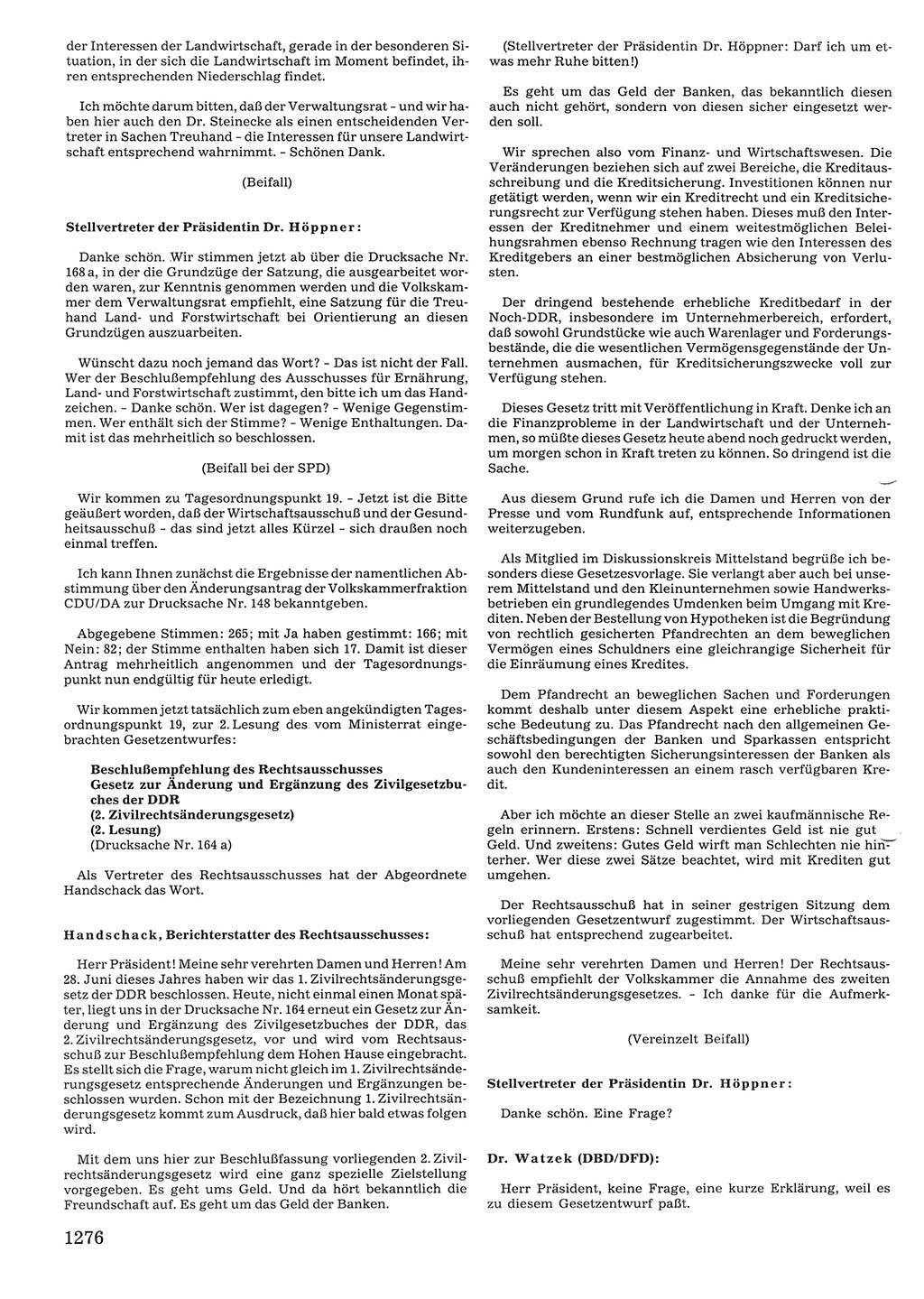 Tagungen der Volkskammer (VK) der Deutschen Demokratischen Republik (DDR), 10. Wahlperiode 1990, Seite 1276 (VK. DDR 10. WP. 1990, Prot. Tg. 1-38, 5.4.-2.10.1990, S. 1276)