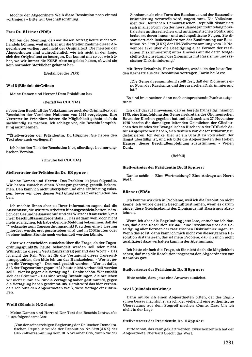 Tagungen der Volkskammer (VK) der Deutschen Demokratischen Republik (DDR), 10. Wahlperiode 1990, Seite 1281 (VK. DDR 10. WP. 1990, Prot. Tg. 1-38, 5.4.-2.10.1990, S. 1281)