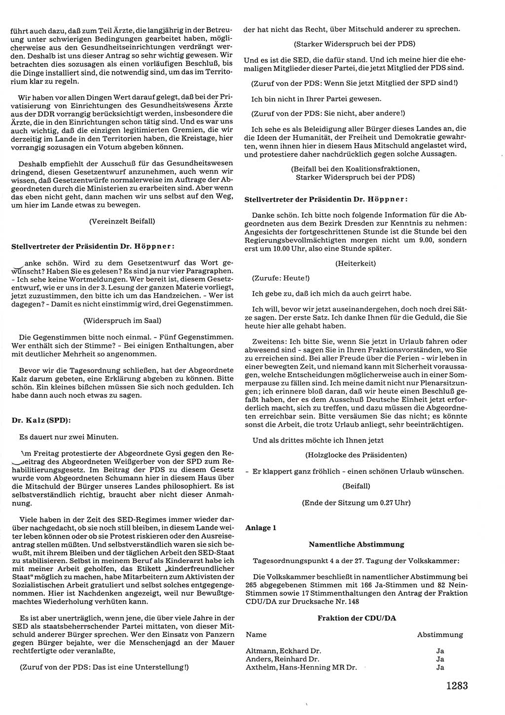 Tagungen der Volkskammer (VK) der Deutschen Demokratischen Republik (DDR), 10. Wahlperiode 1990, Seite 1283 (VK. DDR 10. WP. 1990, Prot. Tg. 1-38, 5.4.-2.10.1990, S. 1283)