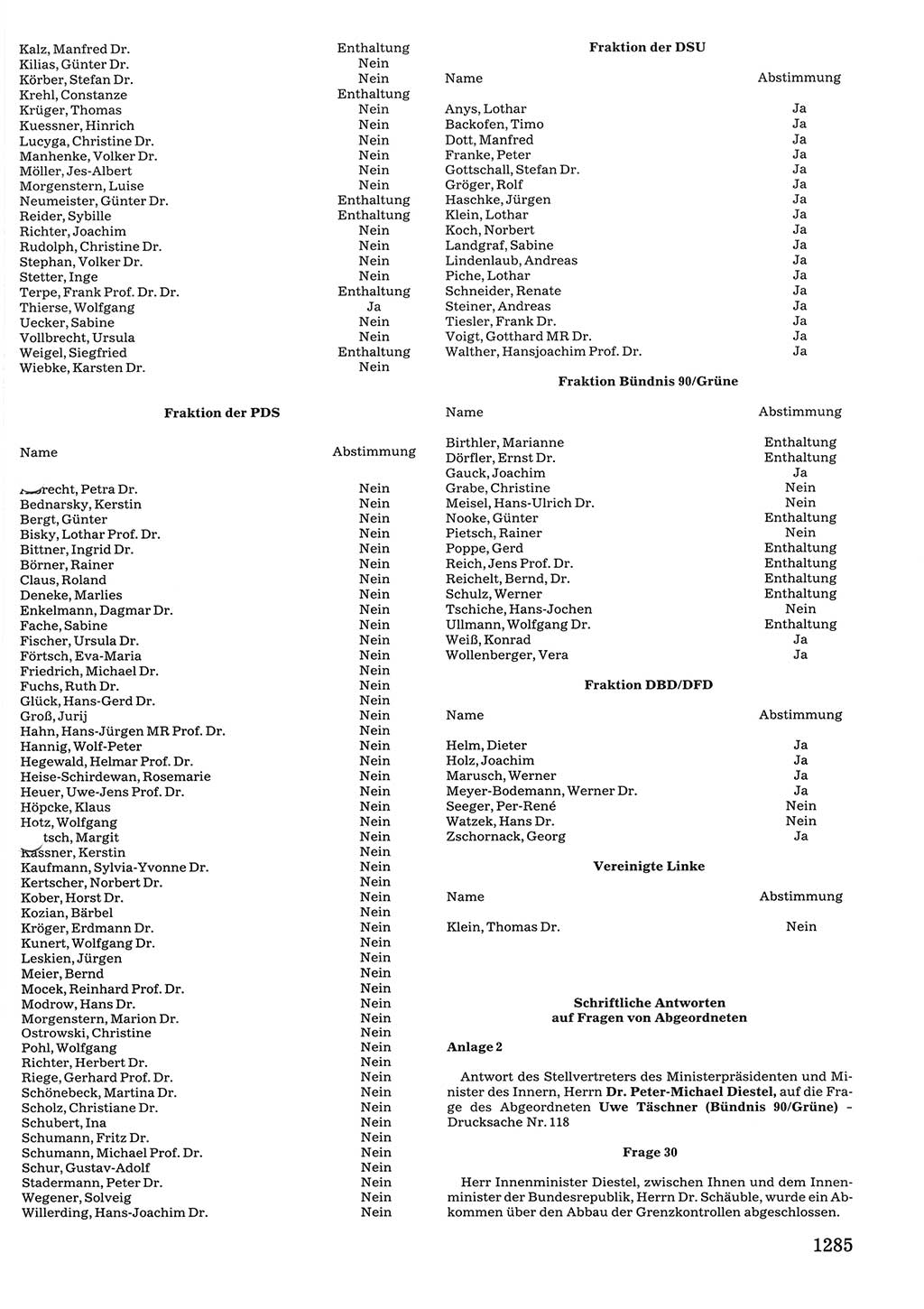Tagungen der Volkskammer (VK) der Deutschen Demokratischen Republik (DDR), 10. Wahlperiode 1990, Seite 1285 (VK. DDR 10. WP. 1990, Prot. Tg. 1-38, 5.4.-2.10.1990, S. 1285)