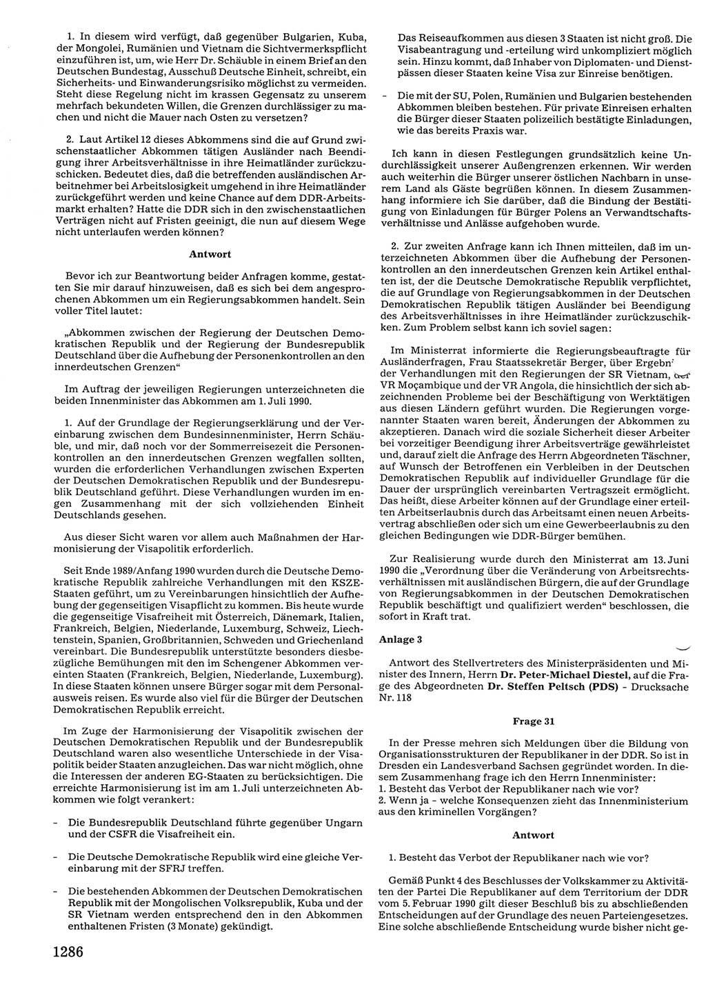 Tagungen der Volkskammer (VK) der Deutschen Demokratischen Republik (DDR), 10. Wahlperiode 1990, Seite 1286 (VK. DDR 10. WP. 1990, Prot. Tg. 1-38, 5.4.-2.10.1990, S. 1286)