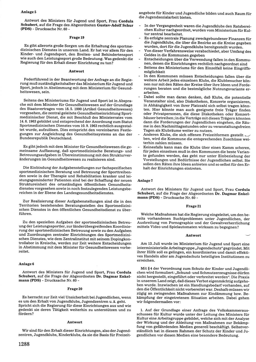 Tagungen der Volkskammer (VK) der Deutschen Demokratischen Republik (DDR), 10. Wahlperiode 1990, Seite 1288 (VK. DDR 10. WP. 1990, Prot. Tg. 1-38, 5.4.-2.10.1990, S. 1288)