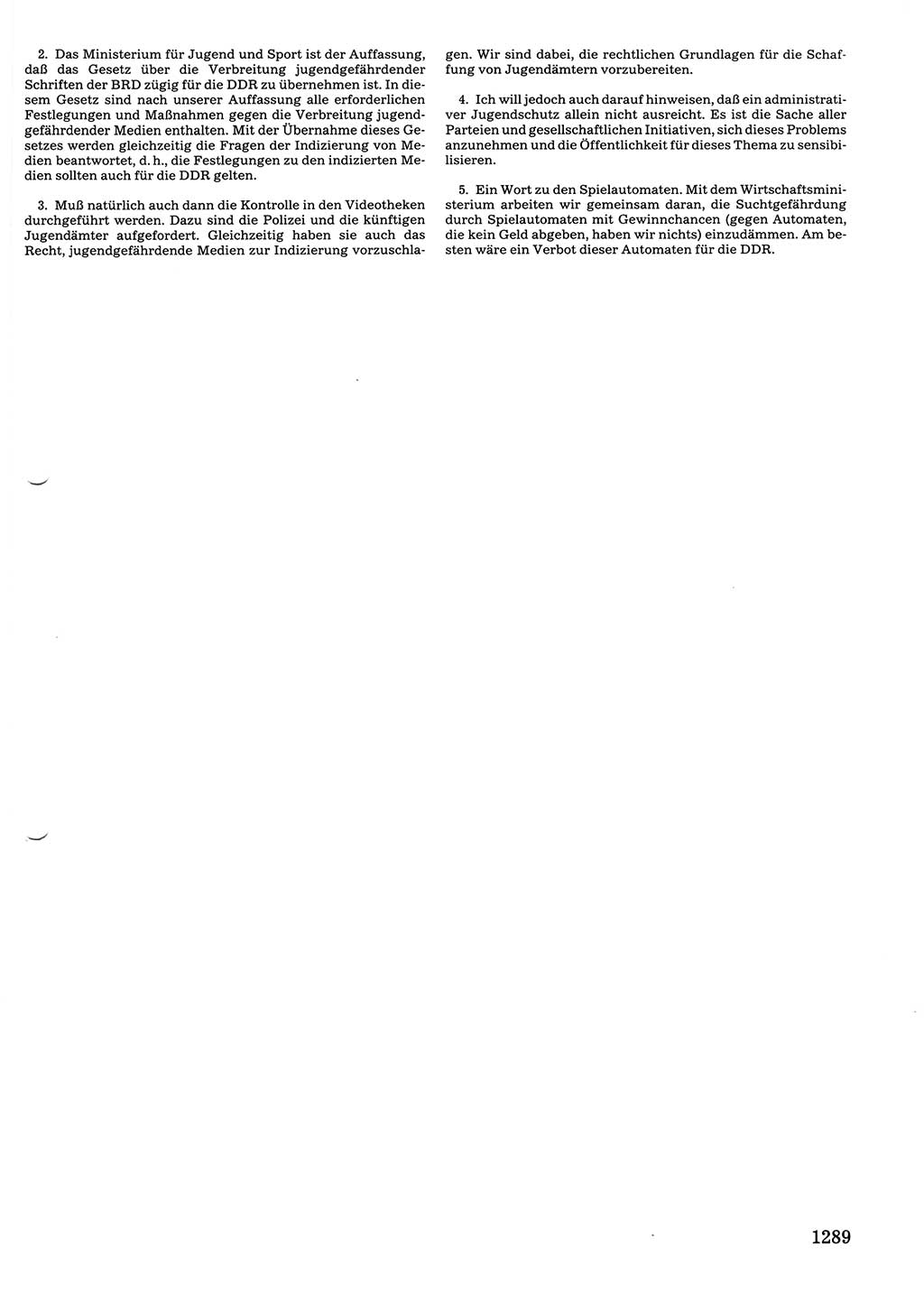 Tagungen der Volkskammer (VK) der Deutschen Demokratischen Republik (DDR), 10. Wahlperiode 1990, Seite 1289 (VK. DDR 10. WP. 1990, Prot. Tg. 1-38, 5.4.-2.10.1990, S. 1289)