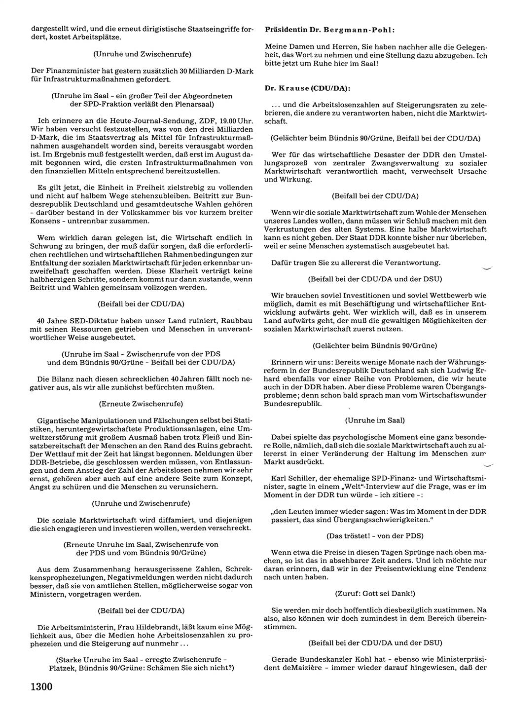 Tagungen der Volkskammer (VK) der Deutschen Demokratischen Republik (DDR), 10. Wahlperiode 1990, Seite 1300 (VK. DDR 10. WP. 1990, Prot. Tg. 1-38, 5.4.-2.10.1990, S. 1300)